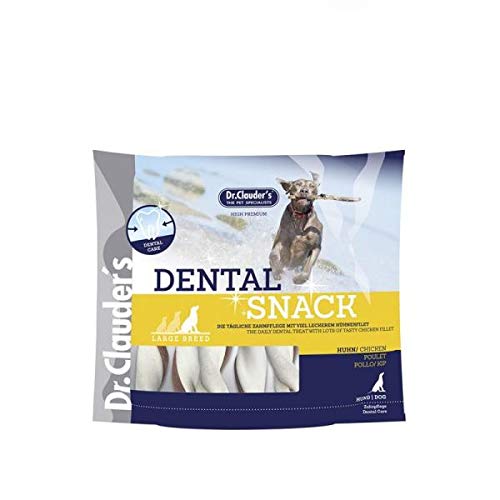 DR.CLAUDER’S - Dental Snack - Large Breed | Bissfeste Kaustange mit 100% Fleisch für kleine bis mittelgroße, ausgewachsene Hunde. Zuckerfreier Hundesnack im Frischebeutel | 500g Huhn von Dr.Clauder´s