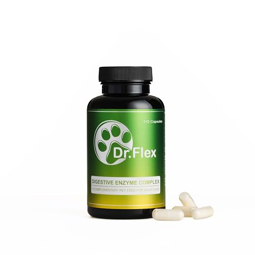 Dr. Flex Premium Verdauungsenzyme + Probiotika, 110 Kapseln Komplex für Hunde, Lactobacillus Acidophilus, Lipase, Cellulase, Protease - Unterstützt bei Verdauungsstörungen - Hund Darmflora Aufbauen von Dr. Flex