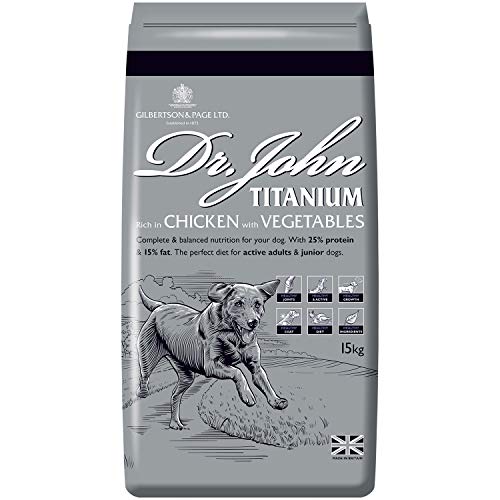 Dr. John Titanium Complete Trockenfutter für Hunde, 15 kg – Huhn, Gemüse und neuseeländische Grünlippmuschel – Alleinfuttermittel für aktive ausgewachsene und junge Hunde von Dr John