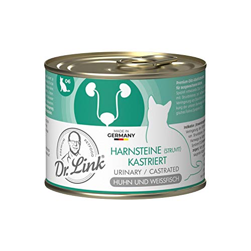 Dr. Link® SPEZIAL-DIÄT 6x200g Harnsteine (Struvit) Kastriert | Urinary / Castrated Huhn und Weißfisch von Dr. Link VET PETCARE