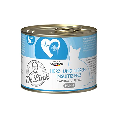 Dr. Link Spezial-Diät Hundefutter für Hunde, Herz & Nieren – Premium Alleinfuttermittel mit Huhn, Unterstützung der Herz- & Nierenfunktion, Omega-3, hochwertige Proteine – 6x200g Dose von Dr. Link VET PETCARE