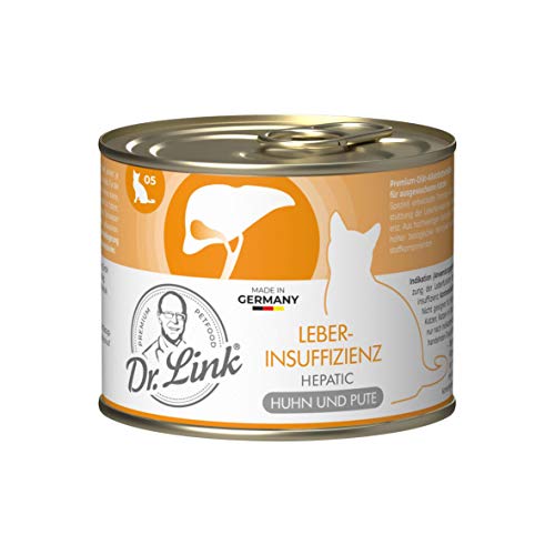 Dr. Link Spezial-Diät Katzenfutter speziell für die Leber, Proteinquelle Huhn & Pute, für Katzen & Kater - Stoffwechsel, Elektrolytausgleich, Unterstützung der Leberfunktion - 6x200g Dose von Dr. Link VET PETCARE