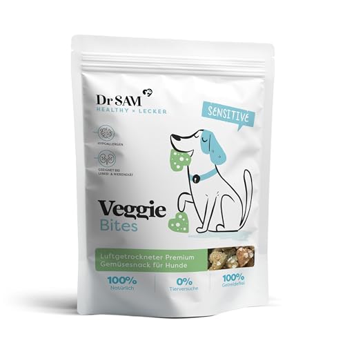 Dr. SAM Premium Snacks für Hunde - Veggie Bites mit Buchweizen, Karotten und Spirulina - hypoallergene vegetarische Gemüse Leckerlis ideal bei Nieren-& Leberdiät - glutenfrei - Treat for Dogs - 200g von Dr. SAM