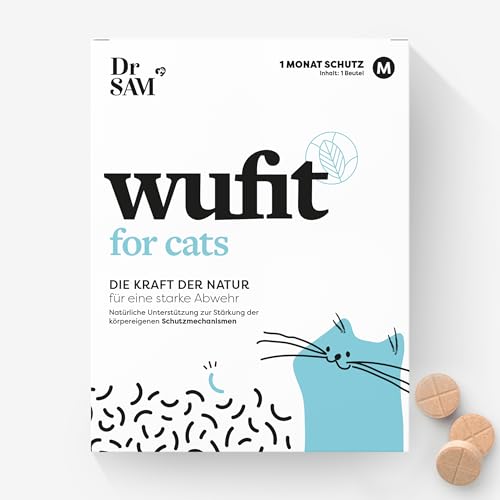 Dr. SAM wufit Cats - Wurmkur sekundierende Tabletten für Katzen, 100% pflanzlich, als Unterstützung der natürlichen Magen-Darm-Funktion nach einem Wurmbefall, für Katzen über 5kg von Dr. SAM