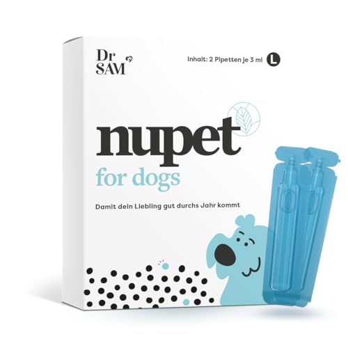 Dr. SAM nupet Pipette für Hunde L (2 x 3 ml) - für 30 Tage - Geraniol-basierte Pipetten für Hunde ab 40 kg - Von Tierärzten entwickelt von Dr. SAM