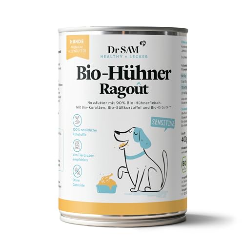 Dr. SAM Premium Nassfutter für Hunde mit Huhn, Karotten und Süßkartoffeln von Dr. Sam