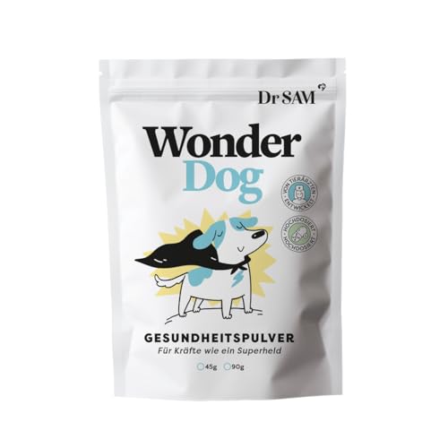 Dr.SAM WonderDog - Gesundheitspulver für Hunde - Hochdosierte Nahrungsergänzung für Gelenke, Darm, Stress, Zähne, Haut und Fell, 100% pflanzliche Rundumversorgung, Made in Germany, 45g von Dr. SAM