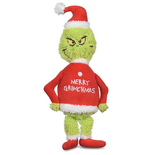 Dr. Seuss for Pets How The Grinch Stole Christmas 22,9 cm Merry Grinchmas Plüsch-Quietschspielzeug für Hunde | Quietschendes Hundespielzeug, Plüsch-Hundespielzeug, Urlaubsspielzeug für Hunde (FF23339) von Dr. Seuss for Pets