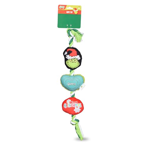 Dr. Seuss for Pets How The Grinch Stole Christmas 35,6 cm Grinch Seilspielzeug für Hunde | Quietschendes Hundespielzeug, Seil-Hundespielzeug, Urlaubsspielzeug für Hunde, von Dr. Seuss for Pets