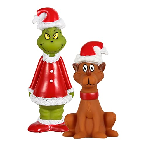 Dr. Seuss for Pets The Grinch & Max Figur Hundespielzeug 2 Stück Backercard | Kunststoff Vinyl Grinch Movie Hundespielzeug aus How the Grinch Stole Christmas | Quietschendes Hundespielzeug von Dr. Seuss for Pets