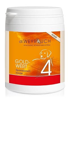 Dr. Weyrauch Nr. 4 Goldwert | 180 Kapseln | Ergänzungsfuttermittel für Hunde | Enthaltene Spurenelemente können zur Haut- & Fellgesundheit beitragen | Sekundäre Pflanzenstoffe von Dr. Weyrauch