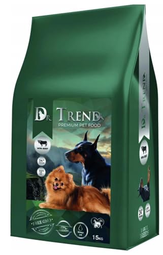 Dr. Trend Premium Pet Food – Trockenfutter mit Rind für Erwachsene Hunde großer Rassen, 24% Protein, 12% Fett, 15 kg von Dr.Trend