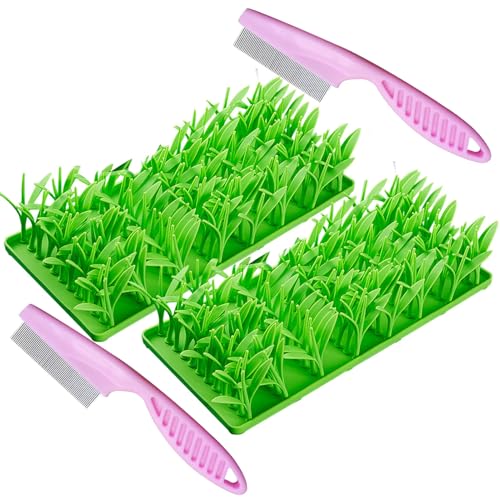 Hunde Silikon Grasmatte, Grasfuttermatte Slow Feeder for Katzen Und Hunde, Silikon Trainingsfuttermatte Fütterungsspiel, Fördert Die Natürliche Futtersuche(2 Pack) von Dracqwn