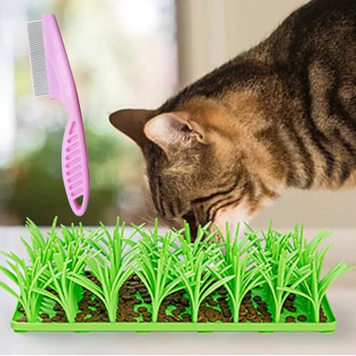 Silikon-Grasmatte for Katzen, Silikon-Slow-Food-Matte Mit Saugnapf, 6,7 X 14,3 Zoll Große Schnüffelmatte for Haustiere, Matte for Langsames Füttern Von Haustieren(1 Pack) von Dracqwn