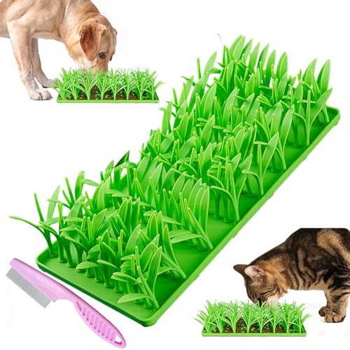 Silikon-Grasmatte for Katzen, Trainings-Futtersuchunterlage, Futterspiel, Stressabbau, rutschfeste Futtermatte for Haustiere, Schnüffelmatte for Die Fütterung Von Haustieren(1 Pack) von Dracqwn