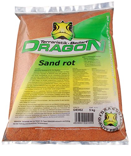 Dragon Terrariensand Farbe Rot - staubfrei - auch für Aquarien geeignet 5Kg von Dragon