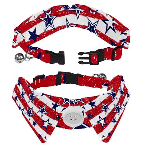 Hundehalsband mit Revers-Design, verstellbar, mit Fliege, weiße Streifen, USA-Flagge, 2 Stück von DragonBtu