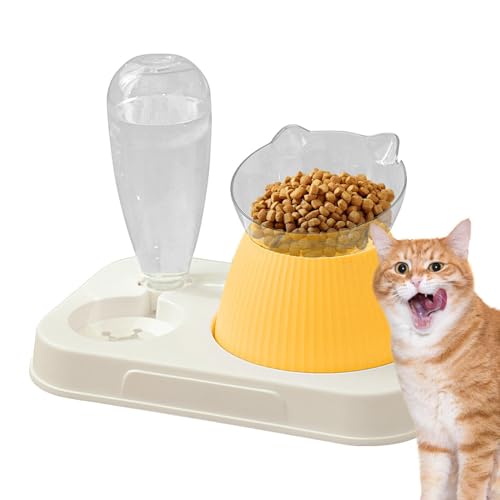 Dranng Haustiernahrungsschalen für Katzen, Katzenschalen für Innenkatzen - Wasserspender 15 Grad Tilted Automatic Feeder - Small Dog Bowls Anti-Tip-Automatikspender für Haustierpuppenkätzchen von Dranng