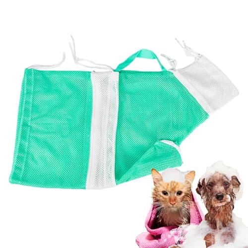 Dranng Katzen-Duschnetztasche – weiche, atmungsaktive Katzen-Duschtasche | lockeres verstellbares Design, Katzenpflegetasche zum Baden und Nageltrimmen von Dranng