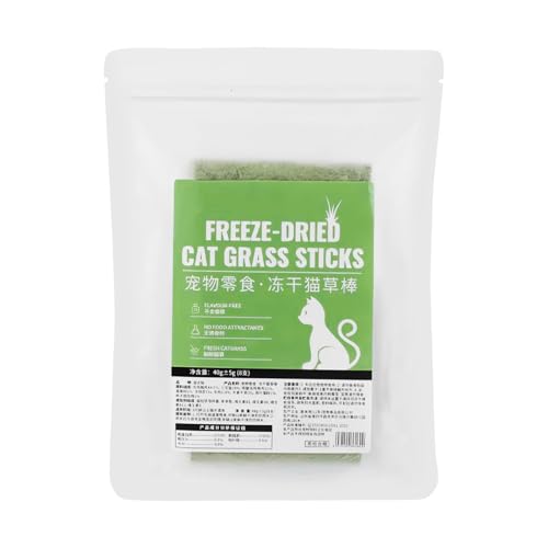 Dranng Katzengrasstäbchen, Katzengras-Leckereien,8 Sticks Katzen-Snack-Time-Leckereien - Gefriergetrockneter Stick zum Entfernen von Haarballen, aromatisierter Katzensnack für Erwachsene und ältere von Dranng