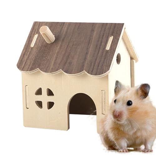 Dranng Niedliches Hamsterhaus,Hamsterhöhle aus Holz - Hölzernes Hamsterhaus-Schuppen-Käfig- - Haustier-Ruhehaus, Mehrzweck-Kleintierhaus für Kaninchen, Chinchillas, Meerschweinchen von Dranng