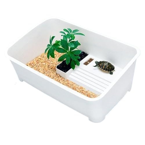 Dranng Turtle Tank Kit, Turtle Aquarium Kit, Vertiefte Wassertüchtertank, 5 multifunktionale Bereiche, Ackplattformen für Wasserschildkröten, Schildkrötenraum für Krabbenreptilien von Dranng