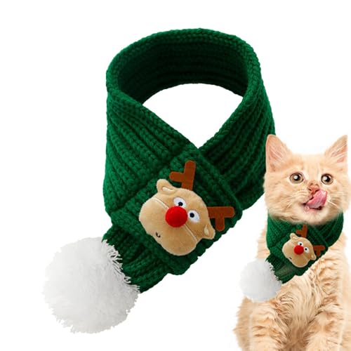 Dranng Warmer Schal für Haustiere, gestrickter Weihnachtsschal für Hunde,Bequeme Hunde-Bandanas, Katzen-Bandanas | Verstellbarer, praktischer Weihnachtsschal mit Knotendesign für Haustierbesitzer von Dranng