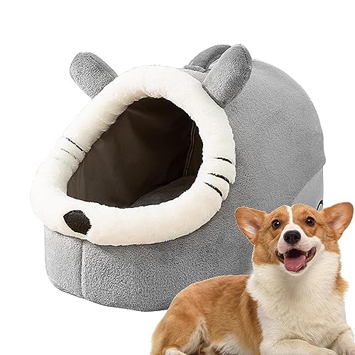 Überdachtes Katzenbett - Verdickte Katzenzelte in Chinchilla-Form für Hauskatzen,Indoor-Hundehütte für Katzen und Kätzchen, Katzenbetten für Indoor-Katzen für Kätzchen oder kleine Hunde Dranng von Dranng