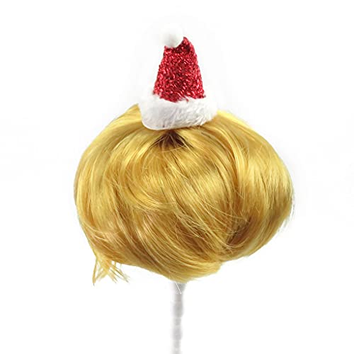 Drasawee Pet Wigs for Dogs Pet Costumes Pet Cat Wig Straight Short Pet Wig with Adjustable Elastic Strap for Small Medium Large Pet for Cosplay Christmas Halloween Golden Christmas Hat von Drasawee