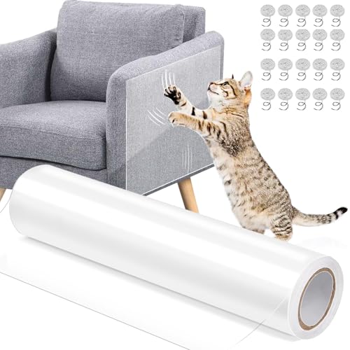 Kratzfolie Katzen Selbstklebend(30cm × 300cm) Anti Kratz Folie für Katzen Kratzschutz Sofa Katze Katzen Kratzschutz (50 Schrauben),Geeignet für Sofas, Schränke, Möbel (30 * 300cm) von Dratenger