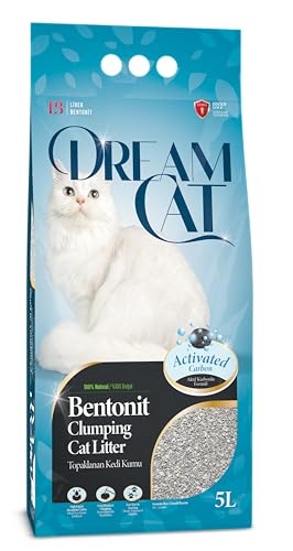 Dream Cat Katzenstreu mit Aktivkohle- Feine Klumpstreu aus Bentonit, 5L, 1er-Pack von Dream Cat