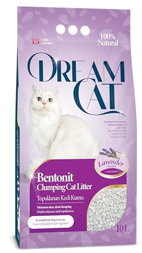 Dream Cat Katzenstreu mit Lavandelduft- Feine Klumpstreu aus Bentonit, 10L, 1er-Pack von Dream Cat