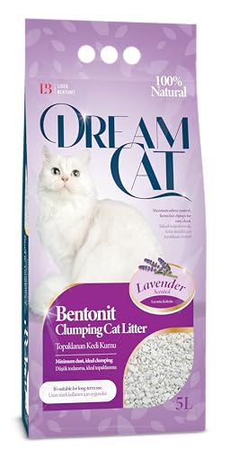 Dream Cat Katzenstreu mit Lavandelduft- Feine Klumpstreu aus Bentonit, 5L, 1er-Pack von Dream Cat