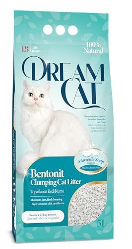 Dream Cat Katzenstreu mit Marseille Seifenduft- Feine Klumpstreu aus Bentonit, 5L, 1er-Pack von Dream Cat