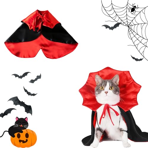 Katzenkostüm Halloween Haustierkostüme, Halloween-Kostüm für Hunde, Hunde-/Katzen-Umhang mit Hut, Halloween-Kostüm, Haustier-Umhang, Cosplay, Trompetenumhangs von Dream HorseX