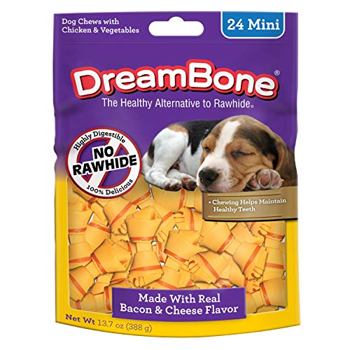 DreamBone DBBAC-02874 Mini-Kauspielzeug mit echtem Speck- und Käsegeschmack, 24 Stück, Rohhaut frei Kauen für Hunde von DreamBone