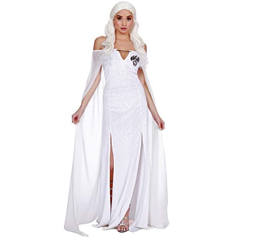 Damen Kostüm Mittelalter Queen of Thrones Drachenkönigin Kleid weiß Fasching S, M, L (M) von Dreamgirl