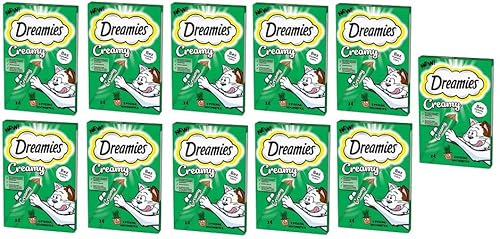 DREAMIES Creamy Katzenminze Cremige Leckerlis für Katzen mit Katzenminze Multipack 11x4x10g (44 Portionen) von Dreamies