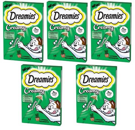 DREAMIES Creamy Katzenminze Cremige Leckerlis für Katzen mit Katzenminze Multipack 5x4x10g (20 Portionen) von Dreamies