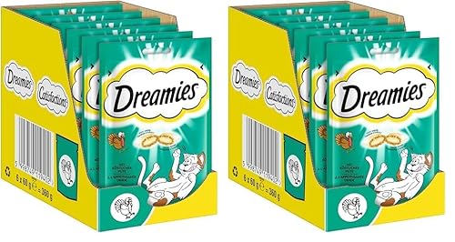 DREAMIES Katzensnacks - 6x60g - mit Pute - Traumhaft knusprige Katzen Leckerlies mit zarter Füllung (Packung mit 2) von Dreamies