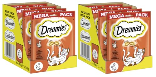 DREAMIES Portionsbeutel Mega Pack Katzenleckerli Katzensnack (2X 720g, Huhn) von Dreamies
