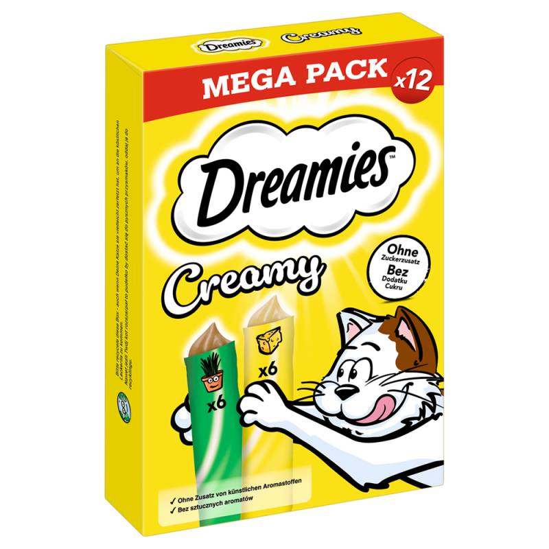 Dreamies Creamy Snacks - Sparpaket Katzenminze & Käse (84 x 10 g) von Dreamies