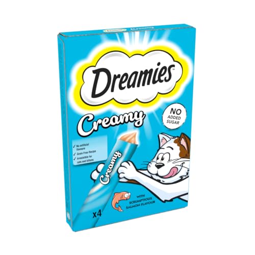 Dreamies Cremige zuckerfreie Katzenleckerlis mit Lachs 40g von Dreamies