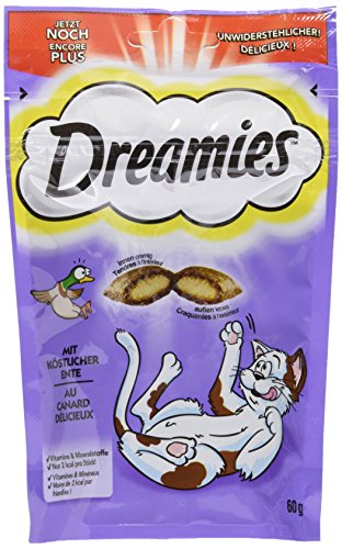 Dreamies Katzensnacks Katzenleckerli Klassiker mit Ente, 6 Packungen (6 x 60g) von Dreamies