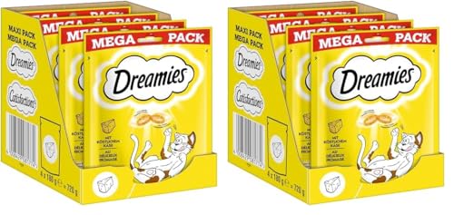 Dreamies Klassiker Katzensnacks mit Käse – Katzenleckerli mit knuspriger Textur und cremiger Füllung – 4 x 180g (Packung mit 2) von Dreamies