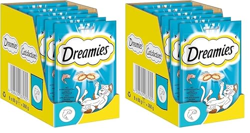 Dreamies Klassiker Katzensnacks mit Lachs – Traumhaft knusprige Taschen mit zarter Füllung – 6 x 60g (Packung mit 2) von Dreamies