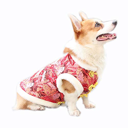 Dreamls Cheongsam Haustier-Kleidung, Wintermantel für Hunde, dick, warm, Baumwolle, Corgi-Kostüm für kleine Hunde, mittelgroße Hunde, (L) von Dreamls