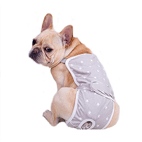 Dreamls Dog Sanitary Physiological Pants Cotton 2 Pack Dog Menstruation Diaper Nappy Adjustable Strap Suspender Unterwäsche for Puppy Small Medium Dogs (L:Grey) von Dreamls