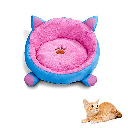 Dreamls Haustier-warmes Nest, rundes Schlafbett, weiches Plüsch, Hundehütte, waschbar, für Katzen, Welpen, kleine Hunde (Größe M: Blau) von Dreamls