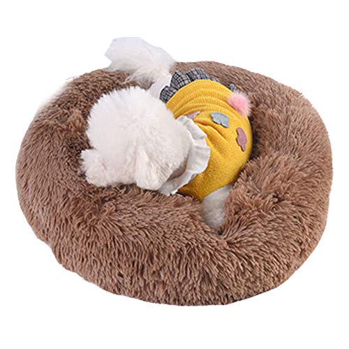 Dreamls Haustierbett, rundes Hundebett, Plüsch, warmes Katzenbett, Hundehütte, waschbar, für Katzen, kleine und mittelgroße Hunde (L-Khaki) von Dreamls